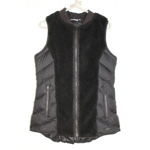 Athleta Responsible Down Tundra Faux Fur Vest in Black Size Small